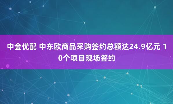 中金优配 中东欧商品采购签约总额达24.9亿元 10个项目现场签约
